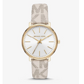 Michael Kors Pyper Quartz Silver Dial White Leather Strap Watch For Women - MK2858