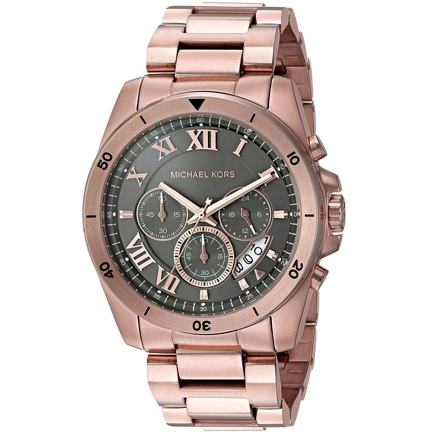 Michael Kors Brecken Chronograph Analog Black Dial Rose Gold Steel Strap Watch For Women - MK8563