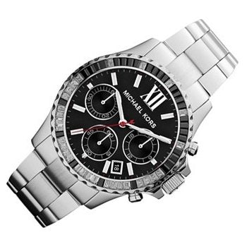 Michael Kors Everest Chronograph Black Dial Silver Steel Strap Watch For Women - MK5753