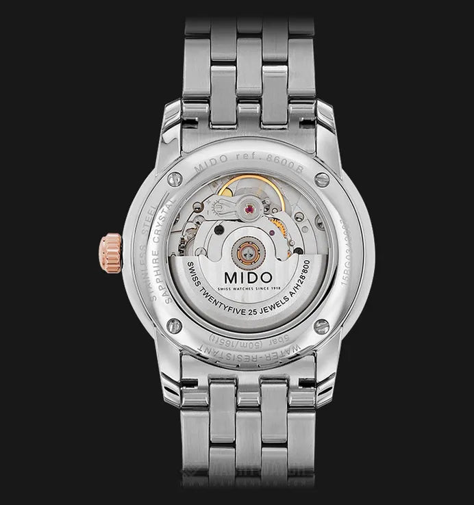 Mido Baroncelli Automatic White Dial Two Tone Steel Strap Watch For Women - M8600.9.N6.1