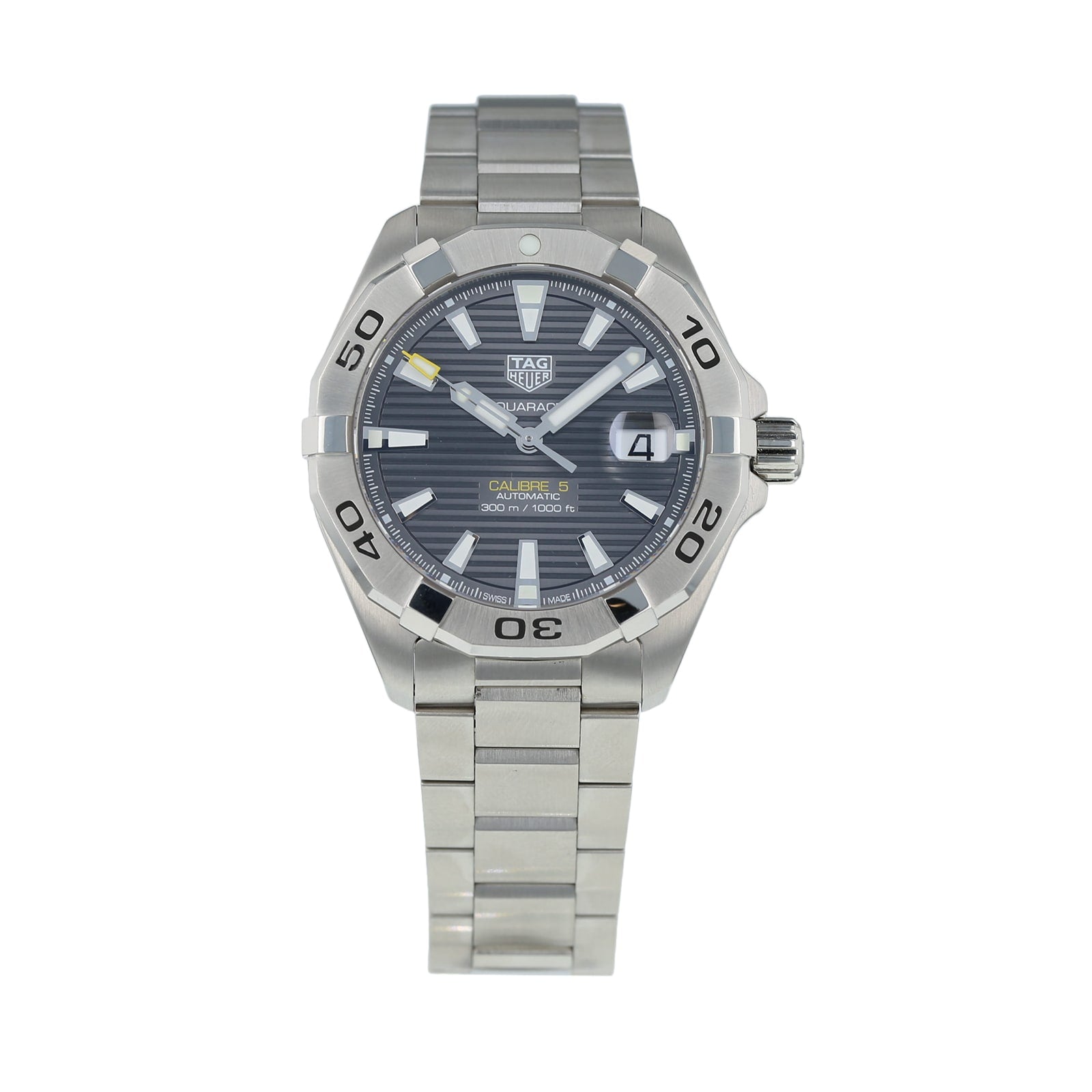 Tag Heuer Aquaracer Calibre 5 Grey Dial Silver Steel Strap Watch for Men - WBD2113.BA0928