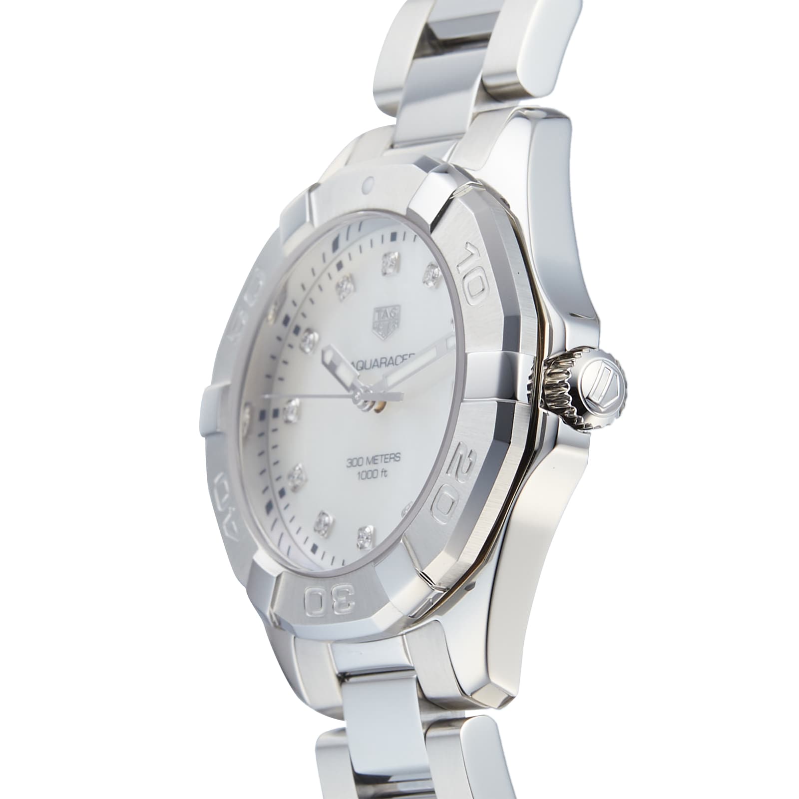 Tag Heuer Aquaracer Diamonds Mother of Pearl Dial Silver Steel Strap Watch for Women - WBD131B.BA0748