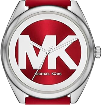 Michael Kors Janelle Three Hand Red Dial Red Rubber Strap Watch For Women - MK7144