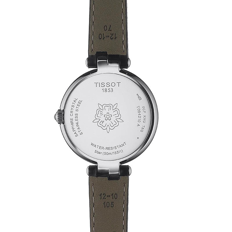 Tissot T Lady Flamingo Mother of Pearl Dial Black Leather Strap Watch for Women - T094.210.16.111.00