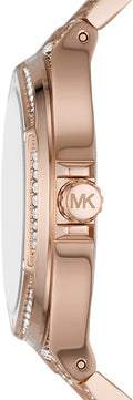 Michael Kors Lennox Three Hand Crystals Rose Gold Dial Rose Gold Steel Strap Watch For Women - MK6992