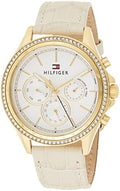 Tommy Hilfiger Ari Diamonds White Dial Cream Leather Strap Watch for Women - 1781982