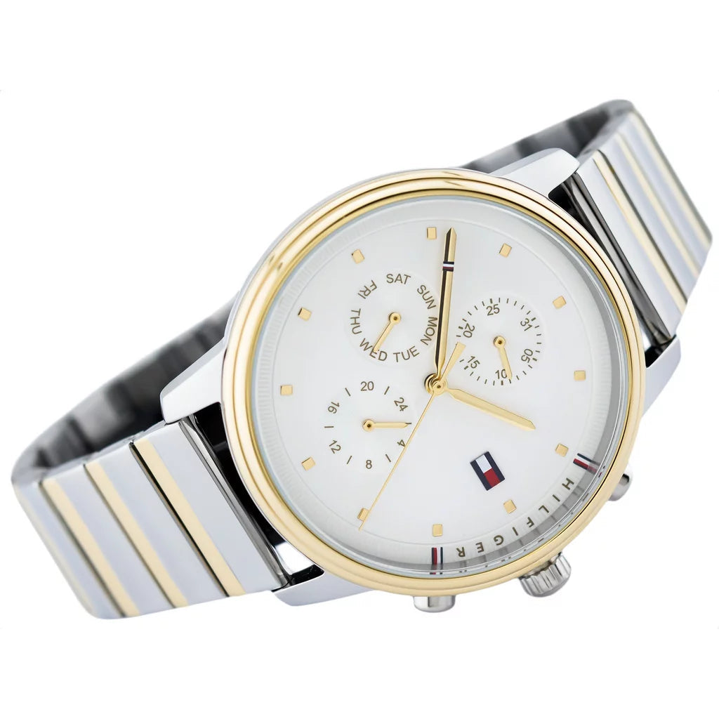 Tommy Hilfiger Blake Silver Dial Two Tone Steel Strap Watch for Women - 1781908