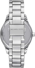 Michael Kors Layton Three Hand Pink Dial Silver Steel Strap Watch For Women - MK7298