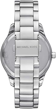 Michael Kors Layton Three Hand Pink Dial Silver Steel Strap Watch For Women - MK7298