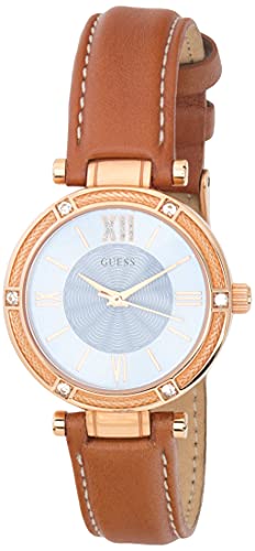 Guess Park Avenue Blue Dial Brown Leather Strap Watch for Women - W0838L2