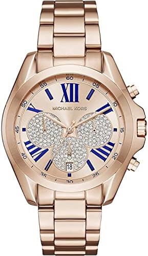 Michael Kors Bradshaw Chronograph Rose Gold Dial Rose Gold Steel Strap Watch For Women - MK6321