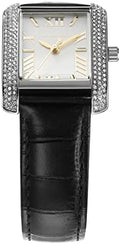 Michael Kors Emery Three Hand Silver Dial Black Leather Strap Watch For Women - MK4696