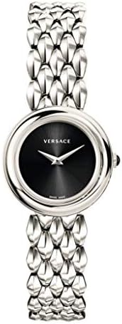 Versace V-Flare Quartz Black Dial Silver Steel Strap Watch for Women - VEBN00618