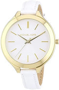 Michael Kors Slim Runway White Dial White Leather Strap Watch For Women - MK2273