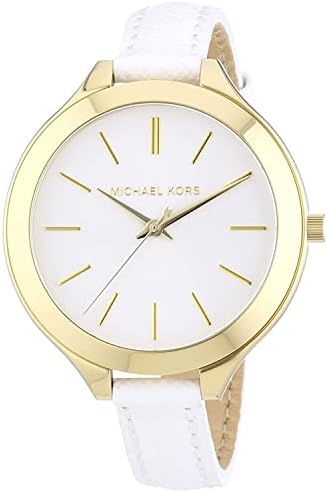 Michael Kors Slim Runway White Dial White Leather Strap Watch For Women - MK2273