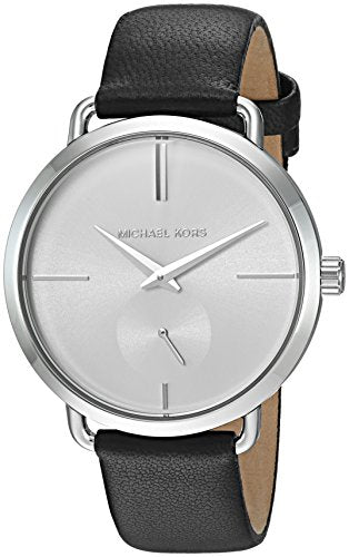 Michael Kors Portia Quartz White Dial Black Leather Strap Watch For Women - MK2658