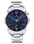 Tommy Hilfiger Deacan Blue Dial Silver Steel Strap Watch for Men - 1791551