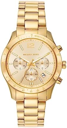 Michael Kors Berkley Chronograph Gold Dial Gold Steel Strap Watch For Women - MK7411