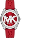 Michael Kors Janelle Three Hand Red Dial Red Rubber Strap Watch For Women - MK7144