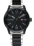 Tommy Hilfiger Sneaker Quartz Black Dial Two Tone Steel Strap Watch for Men - 1791619