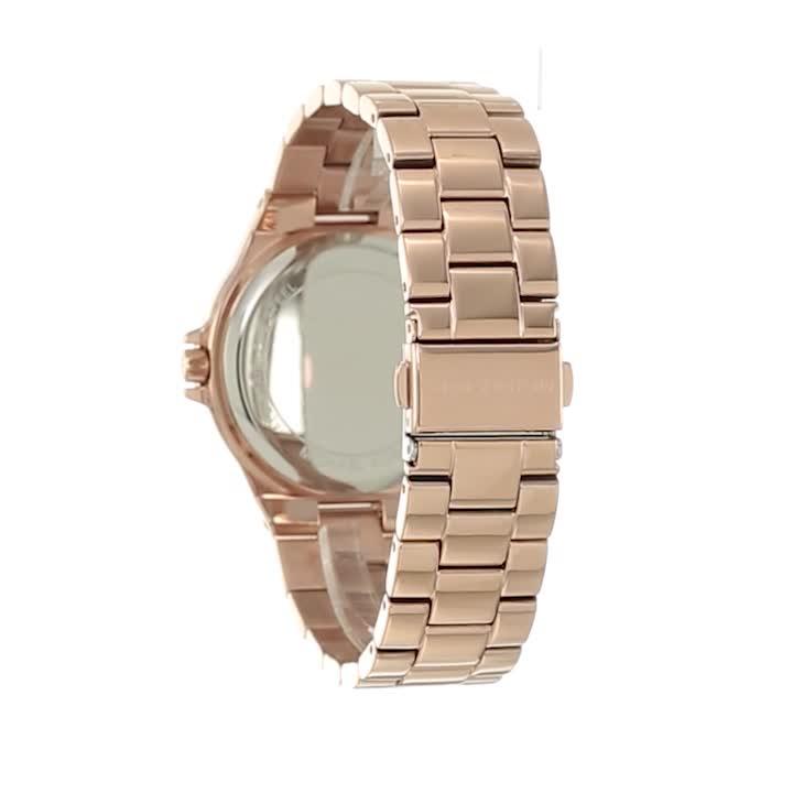 Michael Kors Lennox Three Hand Rose Gold Dial Rose Gold Steel Strap Watch For Women - MK7230