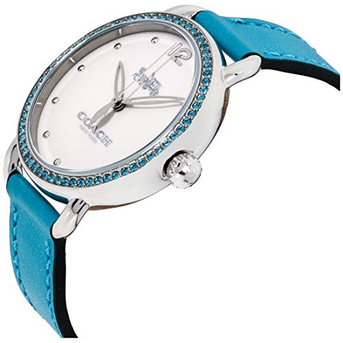 Coach Delancey White Dial Turquoise Leather Strap Watch for Women - 14502884