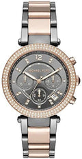 Michael Kors Parker Chronograph Quartz Grey Dial Two Tone Steel Strap Watch For Women - MK6440