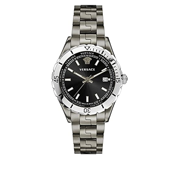Versace Hellenyium Quartz Black Dial Grey Steel Strap Watch For Men - VE3A00620