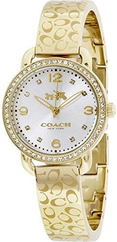 Coach Delancey Analog DIamonds Silver Dial Gold Steel Strap Watch for Women - 14502354