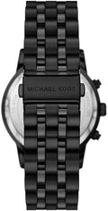 Michael Kors Hutton Chronograph Black Dial Black Steel Strap Watch For Men - MK9089