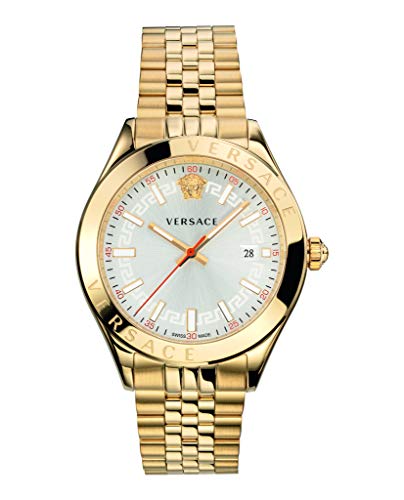 Versace Hellenyium Analog White Dial Gold Steel Strap Watch for Men - VEVK00720