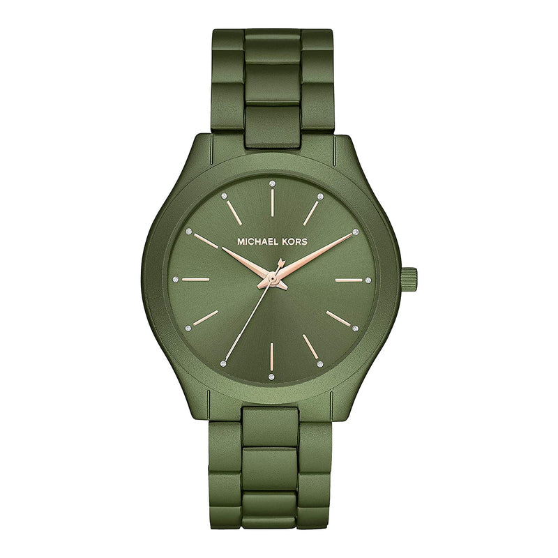 Michael Kors Slim Runway Green Dial Green Steel Strap Watch for Women - MK4526