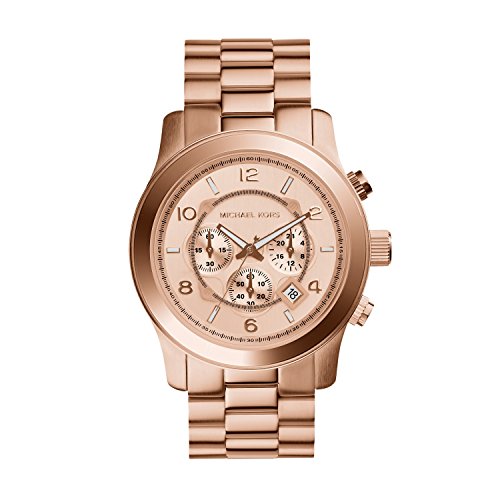 Michael Kors Runway Chronograph Rose Gold Dial Rose Gold Steel Strap Watch for Men - MK8096