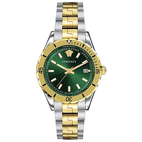 Versace Hellenyium Quartz Green Dial Two Tone Steel Strap Watch For Men - VE3A00720