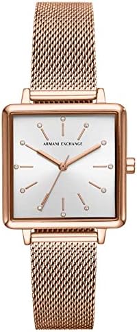 Armani Exchange Lola Quartz Silver Dial Rose Gold Mesh Strap Watch For Women - AX5802