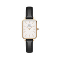 Daniel Wellington Quadro White Dial Black Leather Strap Watch For Women - DW00100450