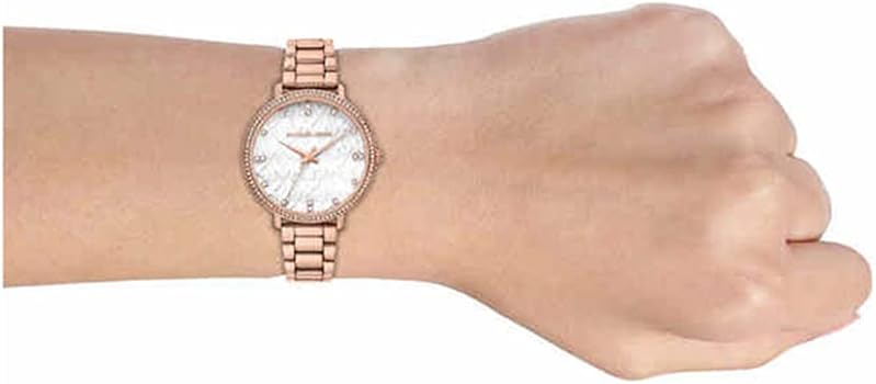 Michael Kors Pyper Three-Hand White Dial Rose Gold Steel Strap Watch For Women - MK4594