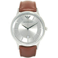 Emporio Armani Renato Silver Dial Brown Leather Strap Watch For Men - AR2463