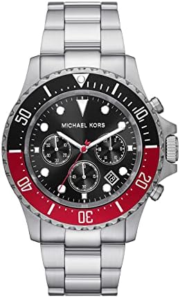 Michael Kors Everest Chronograph Black Dial Silver Steel Strap Watch For Men - MK8977