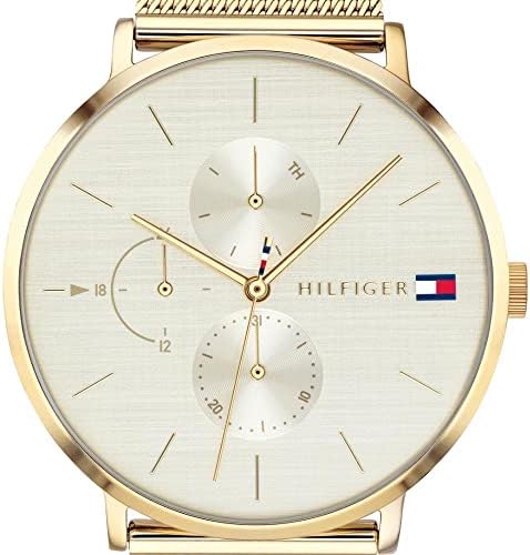 Tommy Hilfiger Jenna Quartz White Dial Gold Mesh Bracelet Watch For Women - 1781943