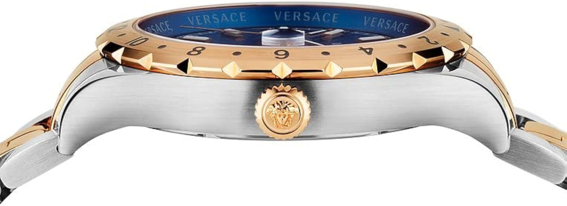 Versace Hellenyium GMT Blue Dial Two Tone Steel Strap Watch for Men - V11060017