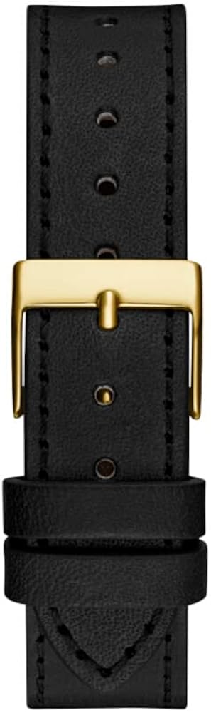 Guess Fame Quartz Gold Dial Black Leather Strap Watch For Women - GW0548L3