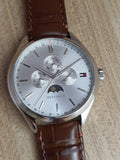 Tommy Hilfiger Oliver Quartz White Dial Brown Leather Strap Watch for Men - 1791304