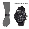 Emporio Armani Mario Chronograph Quartz Black Dial Black Nylon Strap Watch For Men - AR11453