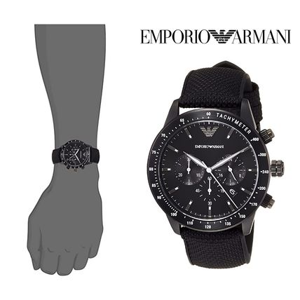 Emporio Armani Mario Chronograph Quartz Black Dial Black Nylon Strap Watch For Men - AR11453