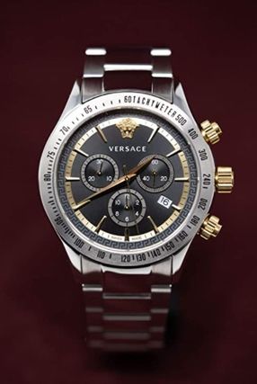 Versace Classic Chronograph Quartz Black Dial Silver Steel Strap Watch For Men - VEV700419