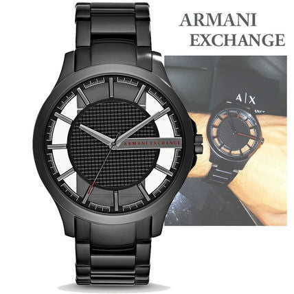 Armani Exchange Hampton Chronograph Black Dial Black Steel Strap Watch For Men - AX2189