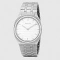 Gucci 25H Quartz Diamonds Silver Dial Silver Steel Strap Watch for Women - YA163401