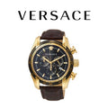 Versace V-Ray Chronograph Quartz Black Dial Brown Leather Strap Watch For Men - VEDB00318