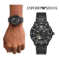 Emporio Armani Meccanico Automatic Black Dial Black Steel Strap Watch For Men - AR60054